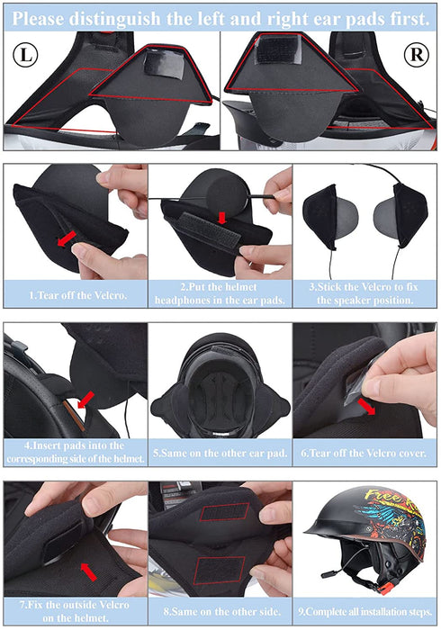 Half Helmet Ear Pads, Half Helmet Speaker Pockets Ear Cover Protection —  Products for Health